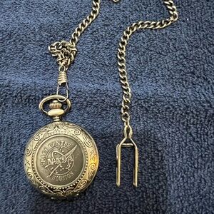 NASA Space Center Houston Pocket Watch - Silver Antique